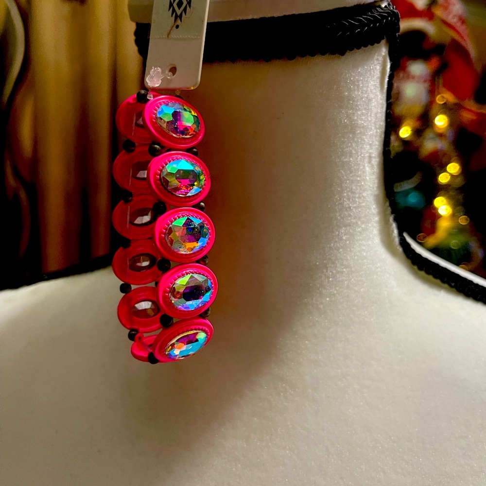 Pink and Gold Stretch Bracelet